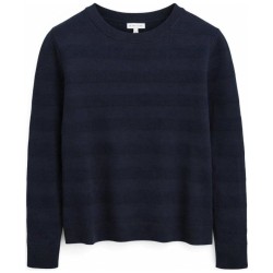 Pull Col Rond Maille Structurée Bleu Marine | 100% Coton