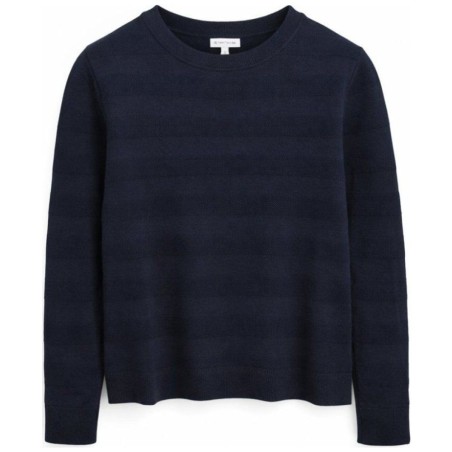 Pull Col Rond Maille Structurée Bleu Marine | 100% Coton