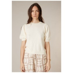 Pull Nevalia PU W Deeluxe – Ivoire Crop à Manches Bouffantes