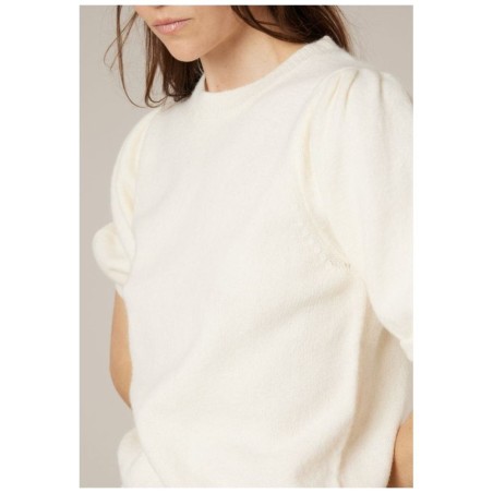 Pull Nevalia PU W Deeluxe – Ivoire Crop à Manches Bouffantes