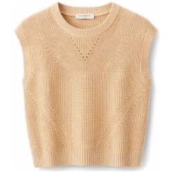 Pull Sans Manches Col Rond Femme Sable – Mise au Green