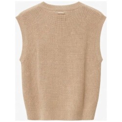 Pull Sans Manches Col Rond Femme Sable – Mise au Green 2