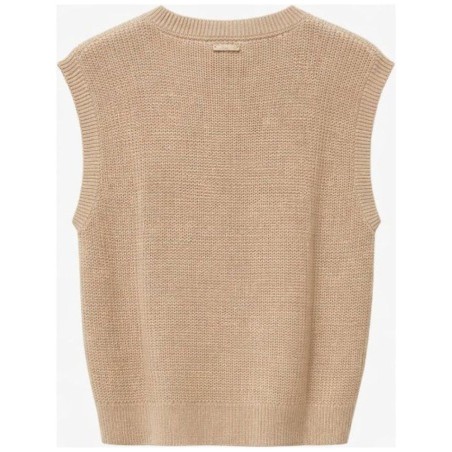 Pull Sans Manches Col Rond Femme Sable – Mise au Green