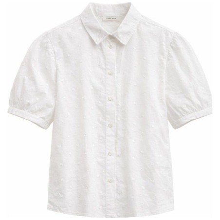 Chemise Coton Pois Tom Tailor | Blanche Manches Courtes