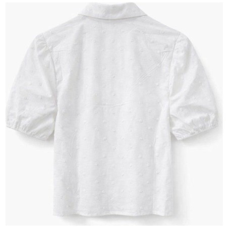 Chemise Coton Pois Tom Tailor | Blanche Manches Courtes