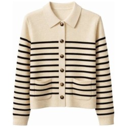 Cardigan Rayé Écru Grace & Mila | Style Marinière