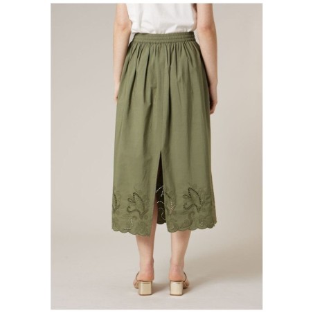 Jupe Midi Broderie Anglaise Vert Kaki — Fynch Hatton