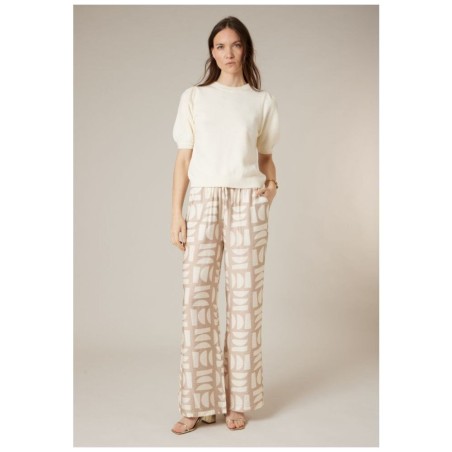 Pull Nevalia PU W Deeluxe – Ivoire Crop à Manches Bouffantes