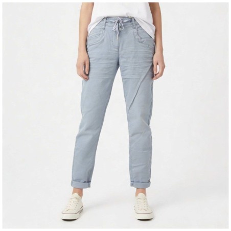 Pantalon Tom Tailor Tapered Relaxed Femme Gris - Coton