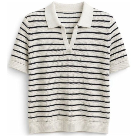 Polo Maille Ajourée Rayé TOM TAILOR | Style Marinière
