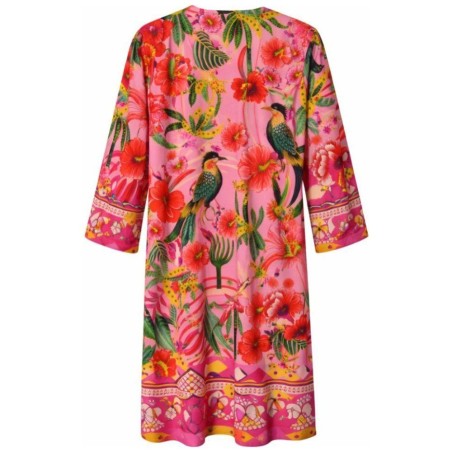 Robe Imprimé Jungle Tropicale | Col V Brodé & Perlé