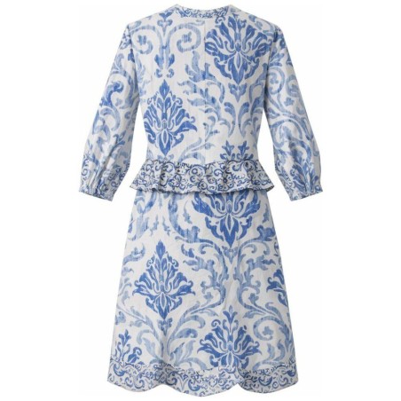 Robe Damassée Bleue K Design | Boutons & Ceinture