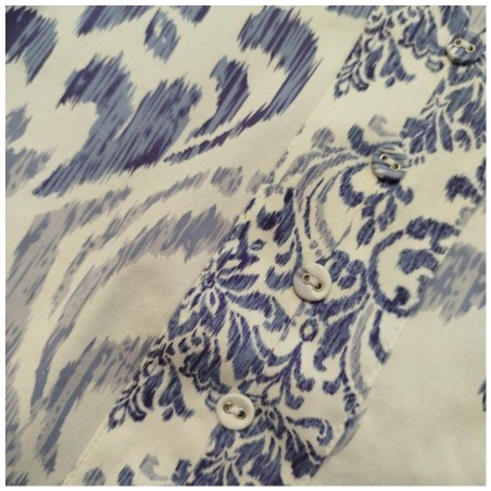 Robe Damassée Bleue K Design | Boutons & Ceinture