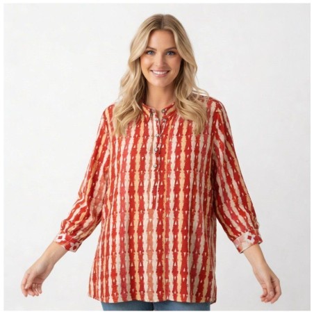 Chemisier Abby Motif Ethnique Manches 3/4 | La Cible Rouge