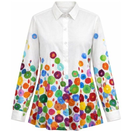 Chemisier Albane Loose Motif Fleuri Blanc | La Cible Rouge