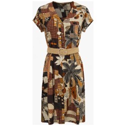 Robe Inma Tinta Chocolat - Midi Fluide Viscose Lin