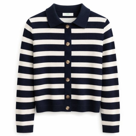 Cardigan Femme Rayé Boutonné | Mise au Green